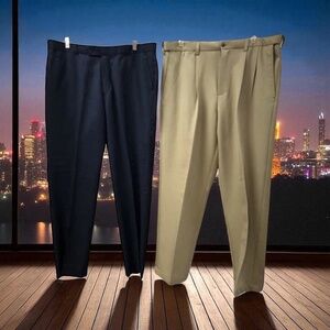 Men’s, 2 Dress Pants, Beige, Black, Size 38/30 Zipper, $26 EaButton of Presses.!
